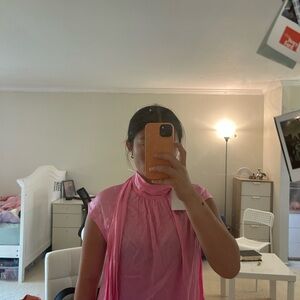 Pink Sheer Scarf Top